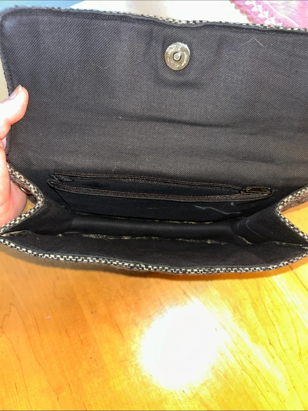 kate spade gray tweed top-handle satchel